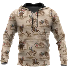 3D Full Print Rodeo Hoodie Rodeo Pattern, Best Hoodie For Horse Lovers Rodeo Lover Gift