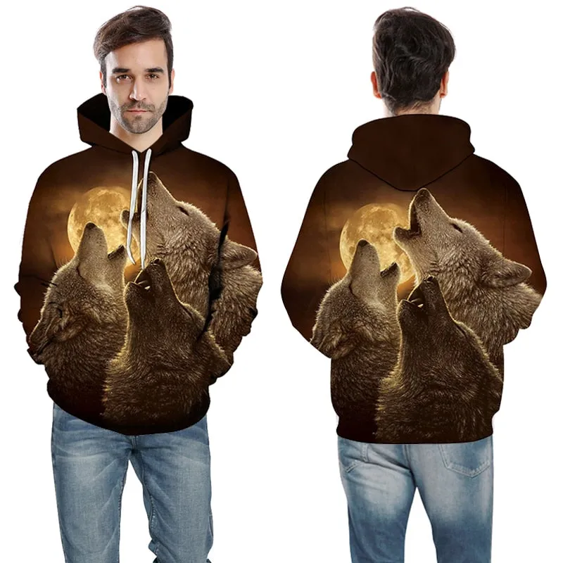 3D Hoodies Men Couple Wolf printed Hoodie Animal Hoody Sweatshirt Casual Tracksuit Pullover Jacket Autumn