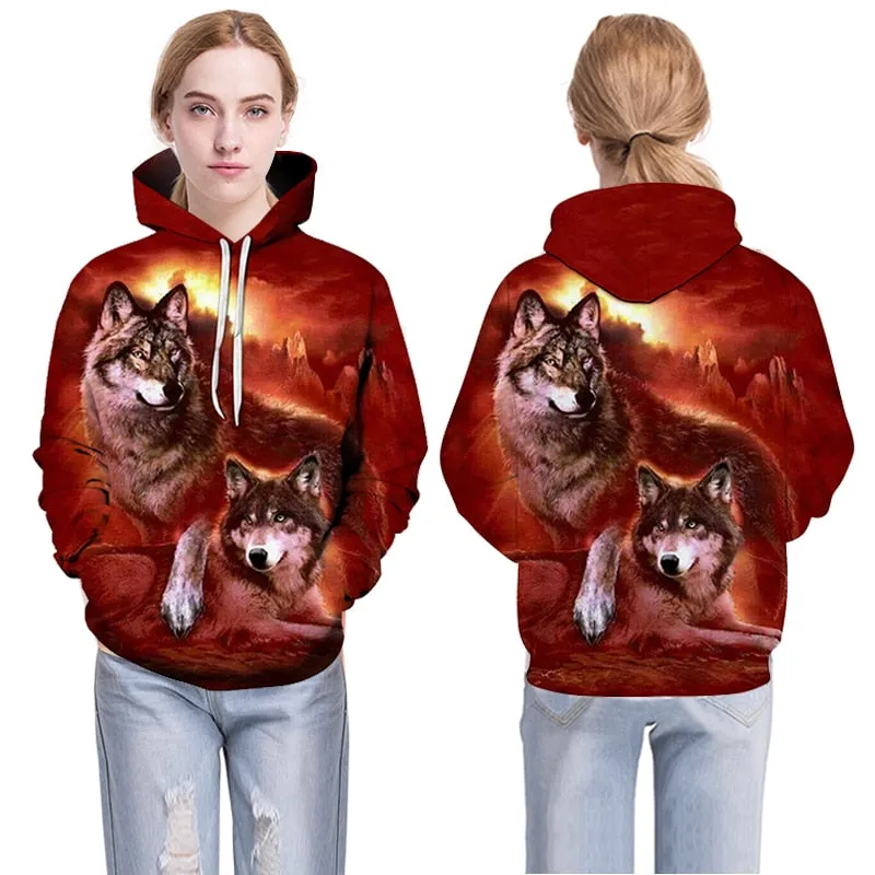 3D Hoodies Men Couple Wolf printed Hoodie Animal Hoody Sweatshirt Casual Tracksuit Pullover Jacket Autumn