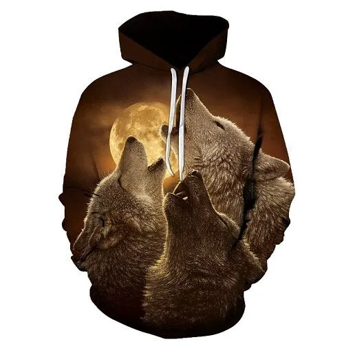 3D Hoodies Men Couple Wolf printed Hoodie Animal Hoody Sweatshirt Casual Tracksuit Pullover Jacket Autumn