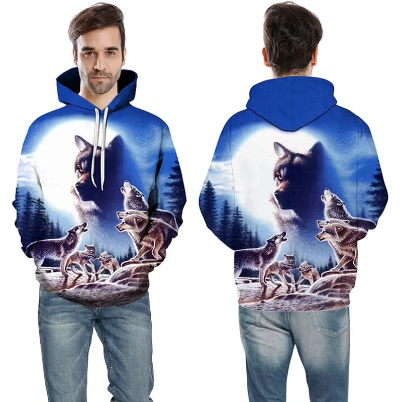 3D Hoodies Men Couple Wolf printed Hoodie Animal Hoody Sweatshirt Casual Tracksuit Pullover Jacket Autumn