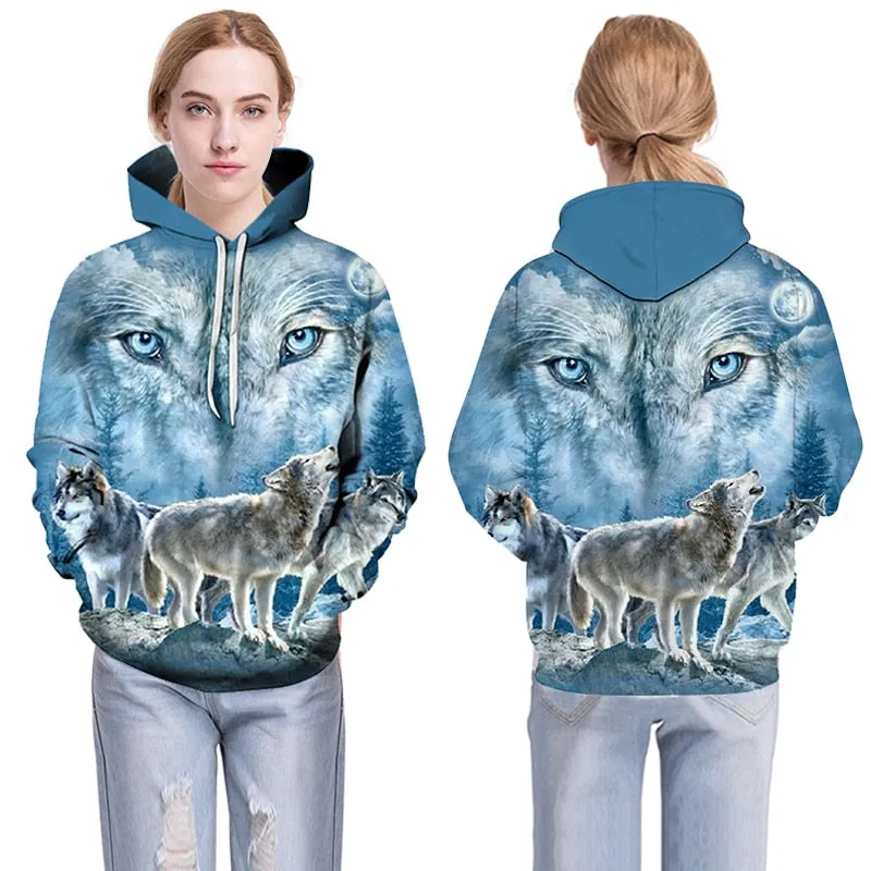 3D Hoodies Men Couple Wolf printed Hoodie Animal Hoody Sweatshirt Casual Tracksuit Pullover Jacket Autumn