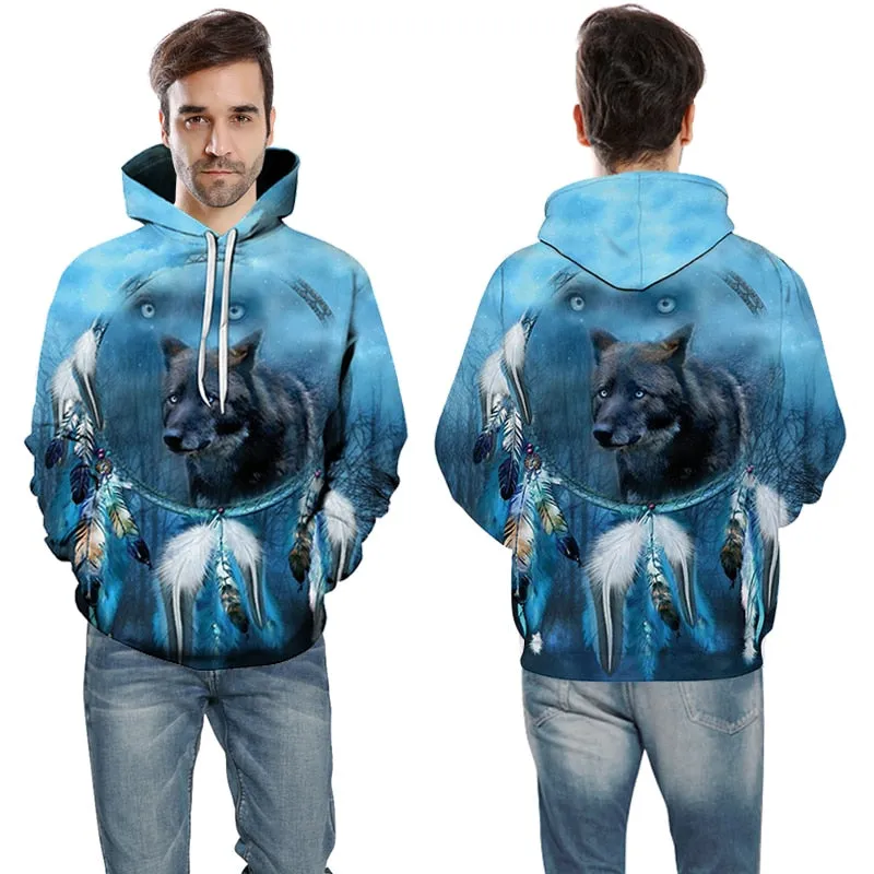 3D Hoodies Men Couple Wolf printed Hoodie Animal Hoody Sweatshirt Casual Tracksuit Pullover Jacket Autumn