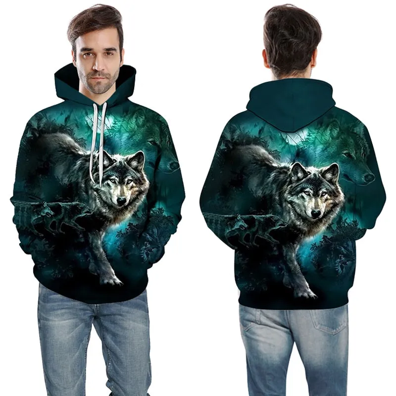 3D Hoodies Men Couple Wolf printed Hoodie Animal Hoody Sweatshirt Casual Tracksuit Pullover Jacket Autumn