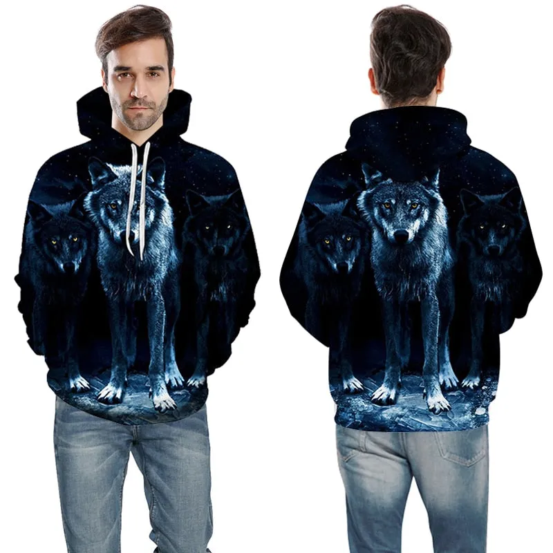 3D Hoodies Men Couple Wolf printed Hoodie Animal Hoody Sweatshirt Casual Tracksuit Pullover Jacket Autumn