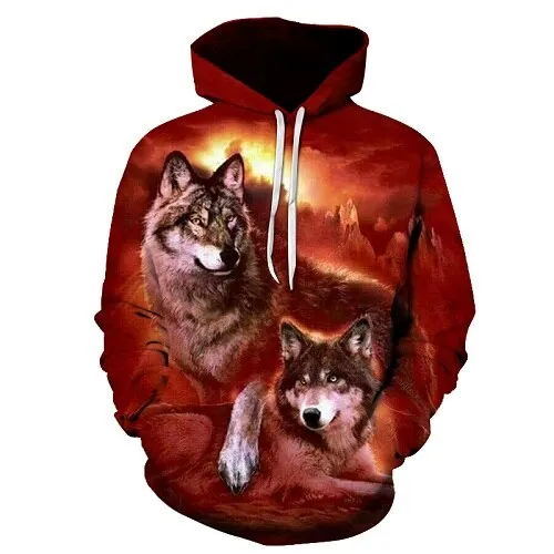 3D Hoodies Men Couple Wolf printed Hoodie Animal Hoody Sweatshirt Casual Tracksuit Pullover Jacket Autumn