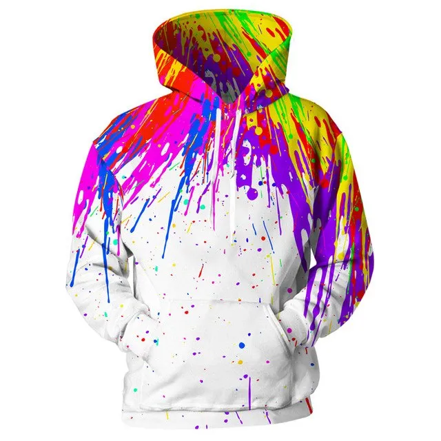 3d print harajuku Splash Paint Print Rainbow Hoodies