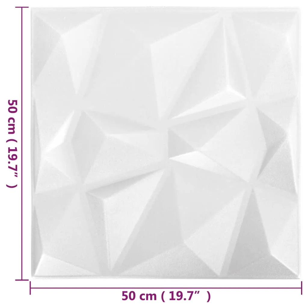 3D Wall Panels 24 pcs 50x50 cm Diamond White 6 m²