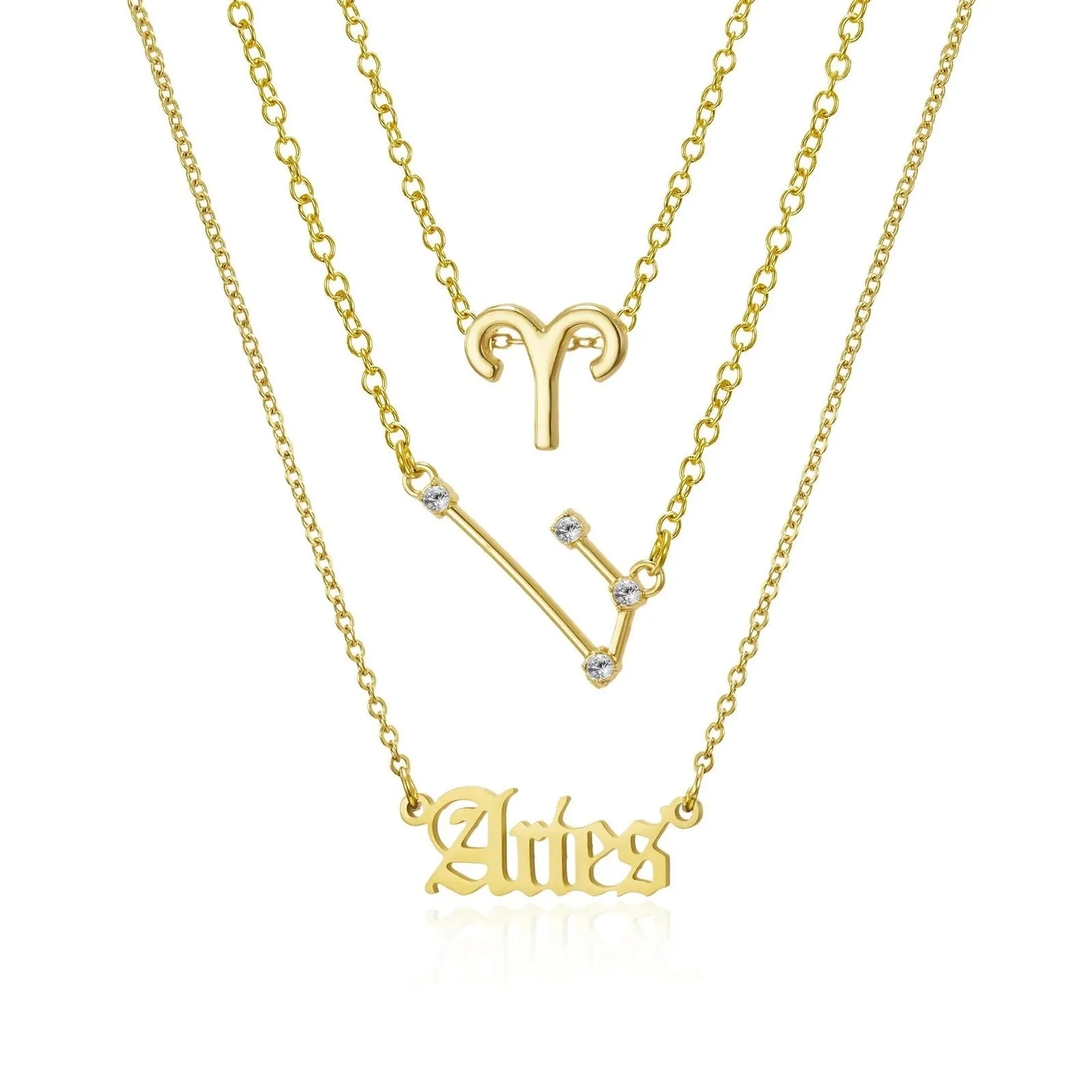 3Pcs/set 12 Zodiac Sign Necklace Women*