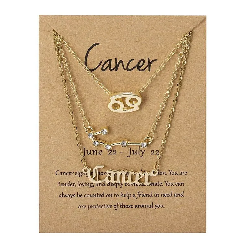 3Pcs/set 12 Zodiac Sign Necklace Women*