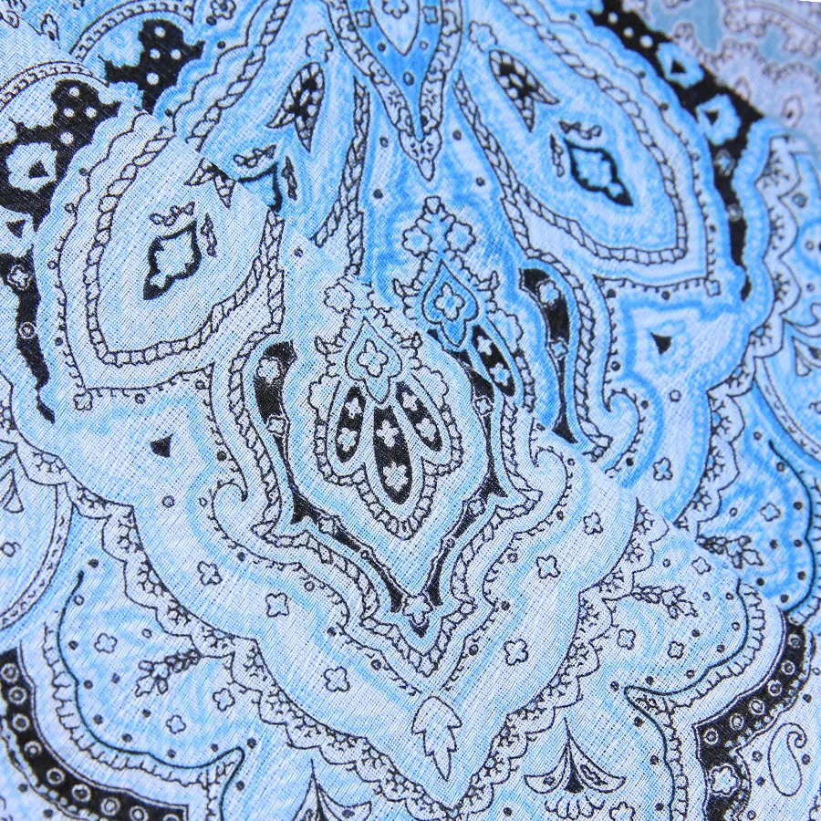 3x Paisley Cotton Handkerchief Set - Blue