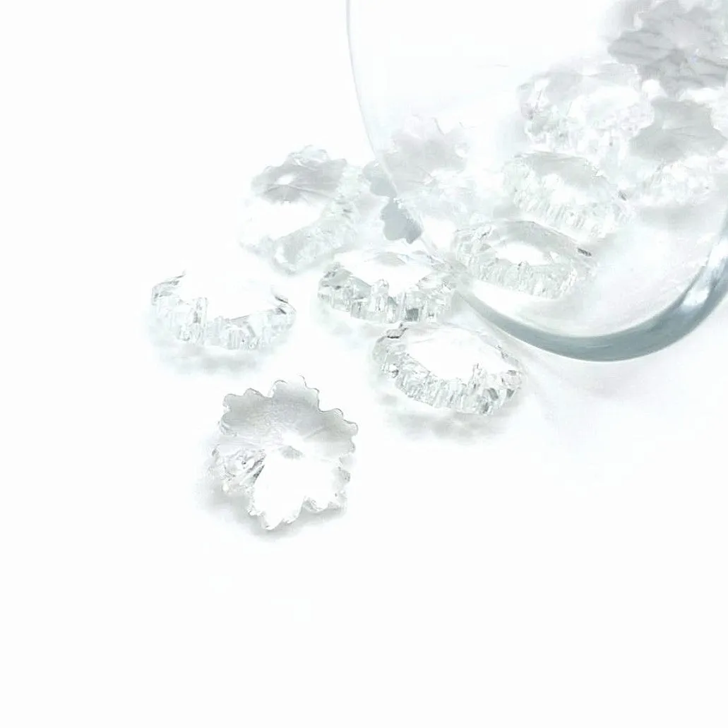 4, 20 or 50 Pieces: Clear Glass Faceted Snowflake Christmas Charms