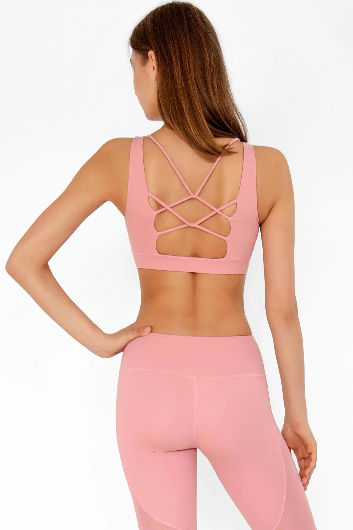 4 for $54 - Dusty Pink Kelly Strappy Open-Back Padded Sports Bra - Women