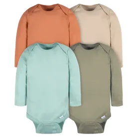 4-Pack Baby Neutral Green/ Blue Long Sleeve Onesies® Bodysuits