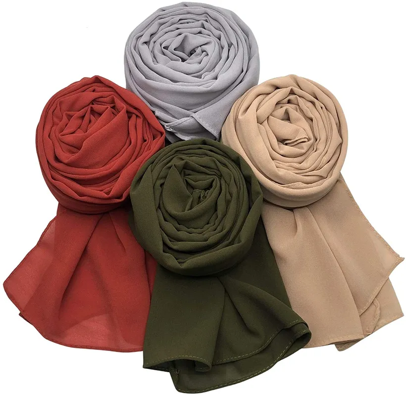 4 Pack Women's Soft Chiffon Scarves