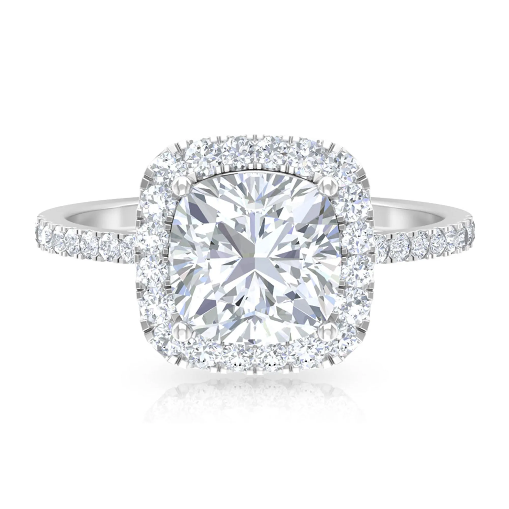 4.25 CT Cushion Cut Zircon Engagement Ring with Halo