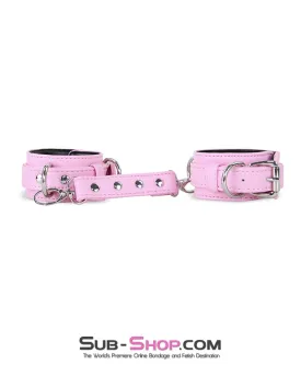 4453M-SIS      Sissy Princess Pink Padded Wrist Bondage Cuffs with Matching Connector Set