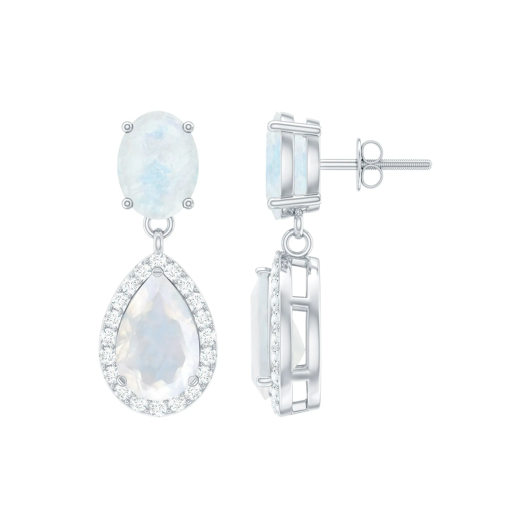 4.75 CT Classic Moonstone Dangle Earrings with Diamond