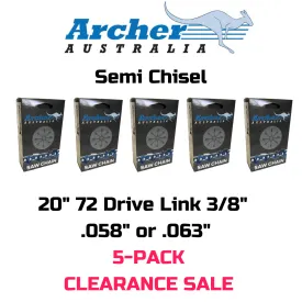 5x Archer Saw Chain Loops 72DL 3/8 Semi Chisel fits Husqvarna or Stihl