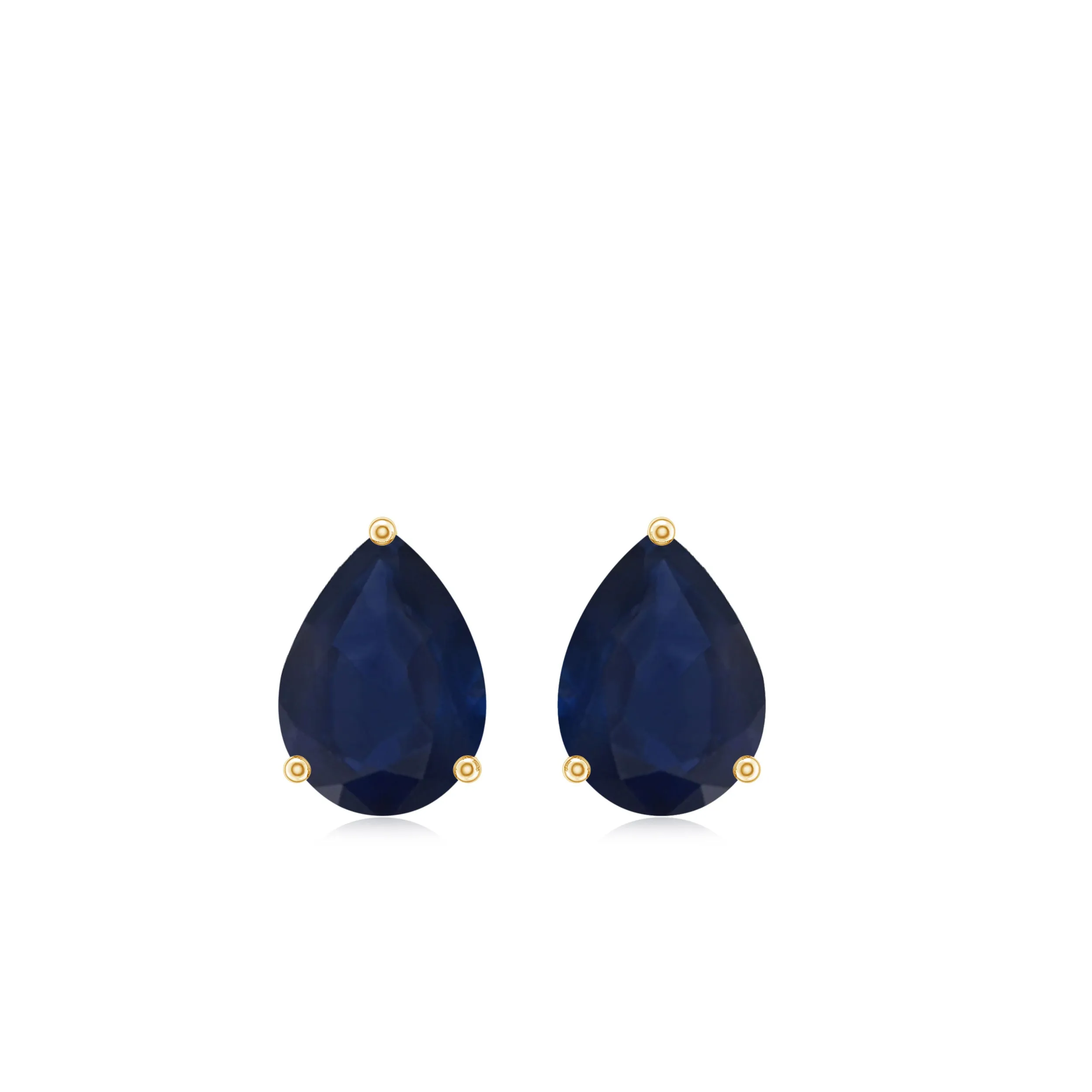 5X7 MM Pear Cut Blue Sapphire Solitaire Stud Earrings in 3 Prong Setting