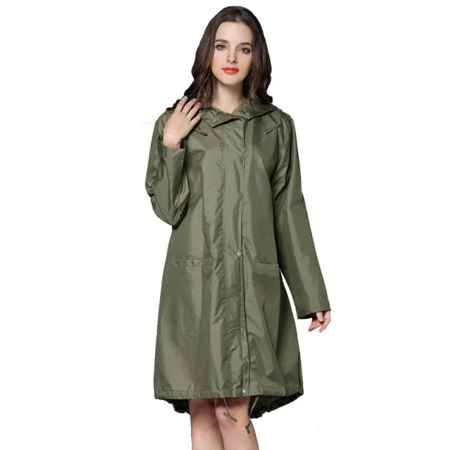 6 Colors Waterproof Raincoat Women Hooded Long Rain Jacket Breathable Rain Coat Poncho Outdoor Rainwear