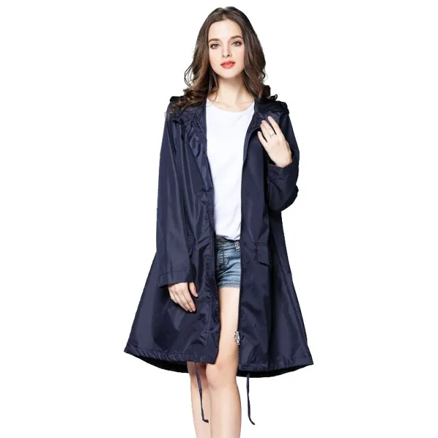 6 Colors Waterproof Raincoat Women Hooded Long Rain Jacket Breathable Rain Coat Poncho Outdoor Rainwear