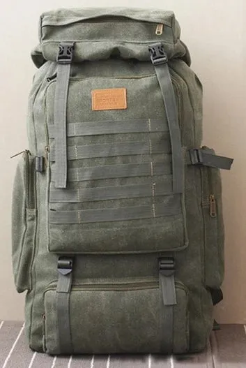 60L Large Military Molle Canvas Backpack