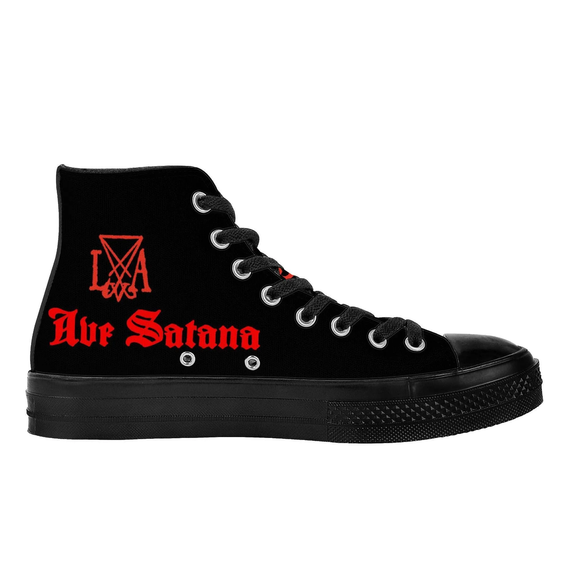 666 - Hail King of Hell High Top Canvas Shoes - Black