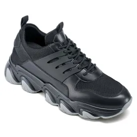 7 CM / 2.76 Inches - CMR CHAMARIPA Height Increase Sneakers - Sneakers That Make You Taller - Black Breathable Fashion Men Walking Shoes