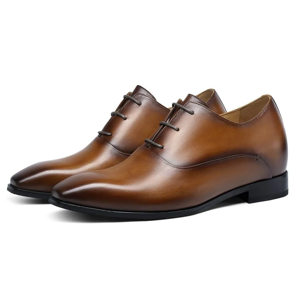 7 CM / 2.76 Inches CMR CHAMARIPA Height Increasing Shoes - Brown Oxford Shoes