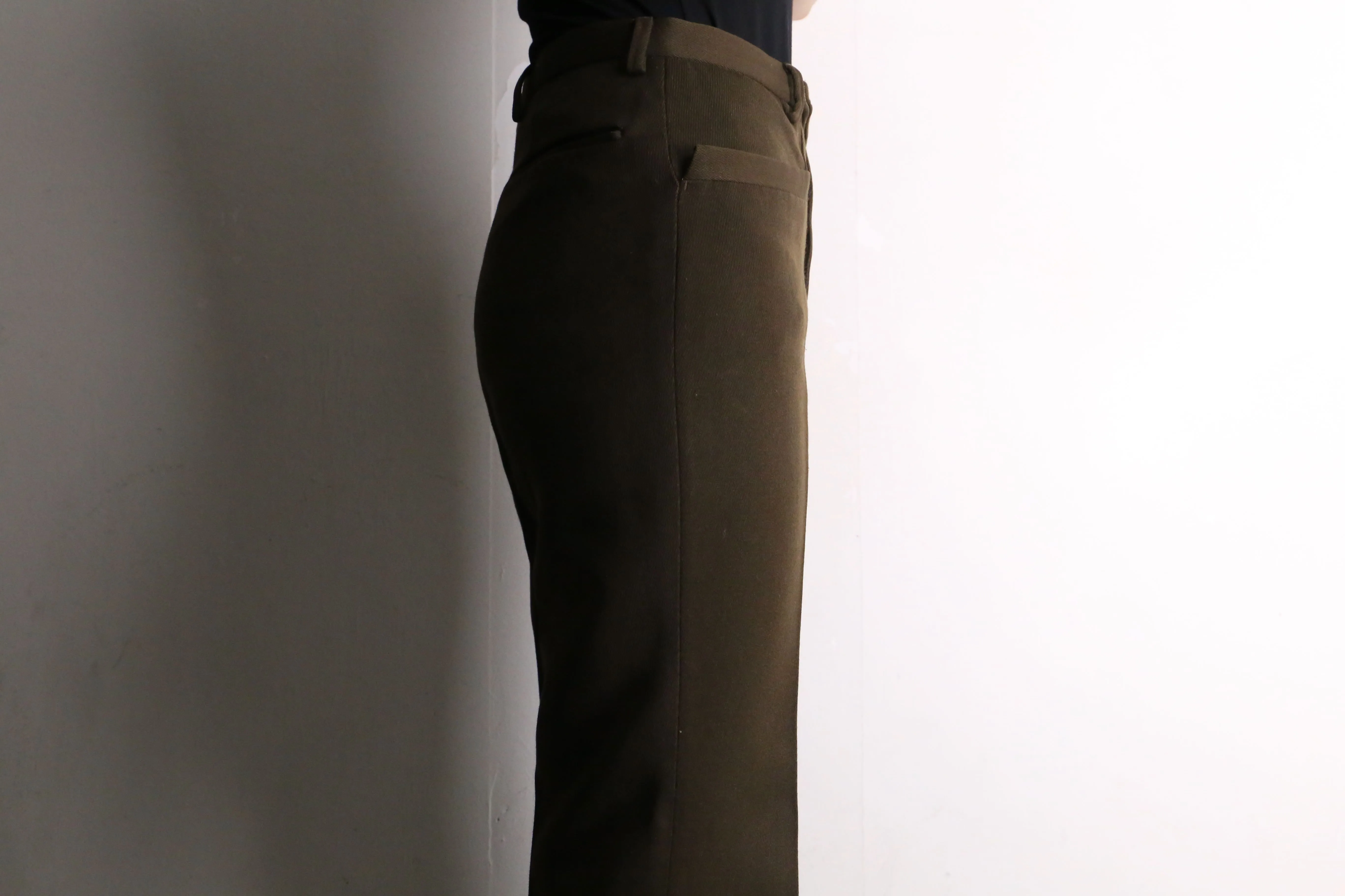 70's brown poly semi flare pants