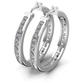 7.10 CT Princess Cut Diamonds - Hoop &  Drop Earrings