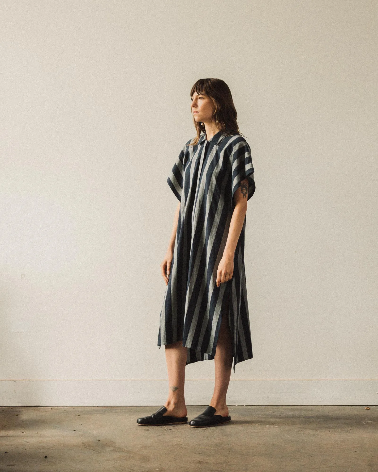 7115 Striped Swing Shirtdress, Dark Stripe