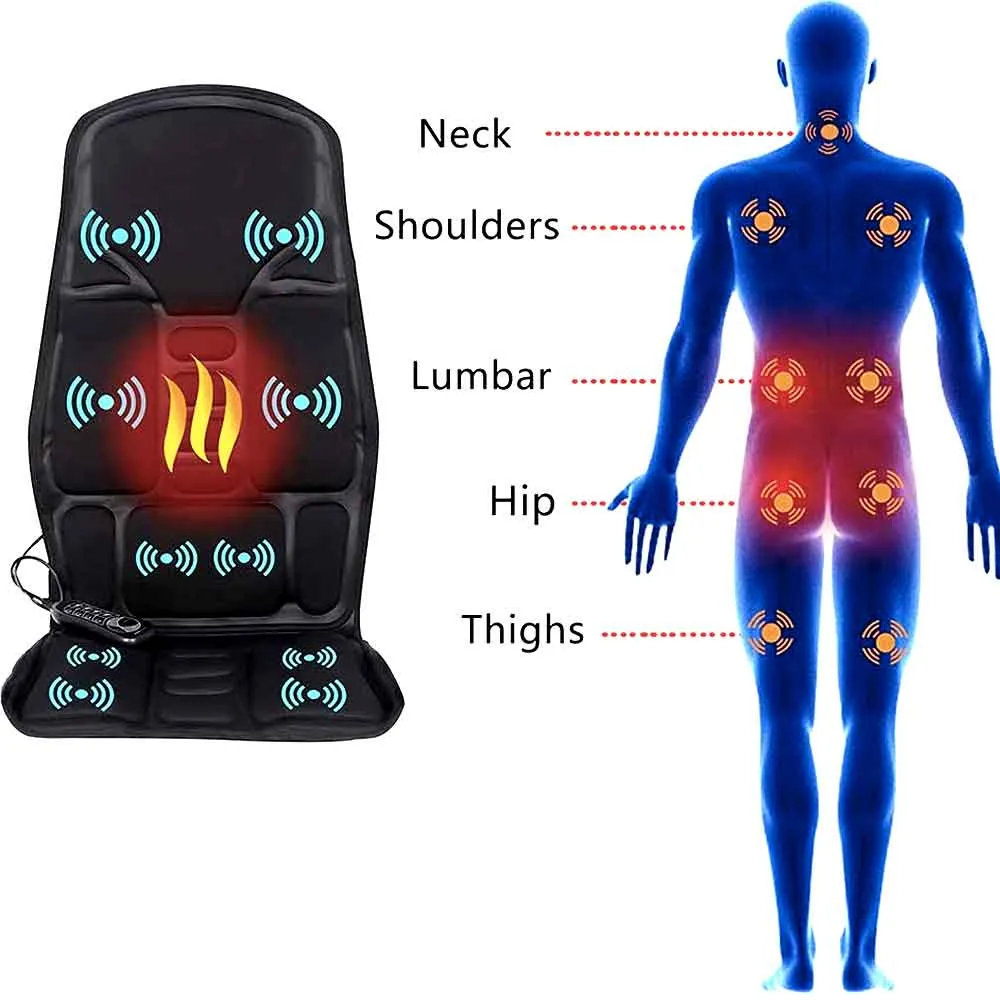 8 Mode Massage Chair Pad With Heated Back Neck Cushion For Car & Home