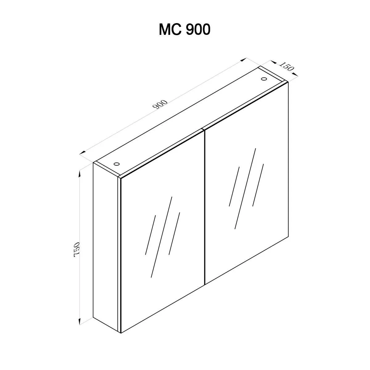 900mm Shaving Mirror Cabinet 2 Door- MC90