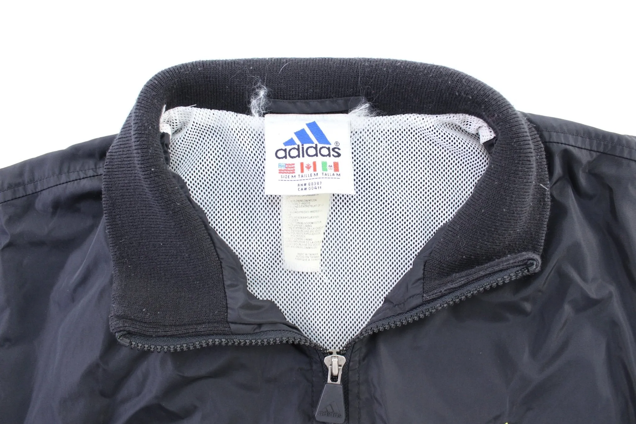 90's Adidas Embroidered Logo Black & White Windbreaker Jacket