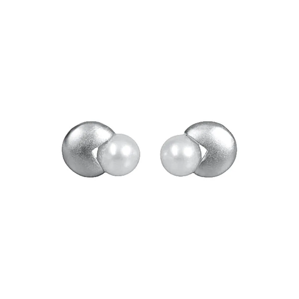 925 Silver Bean Pearl Earrings