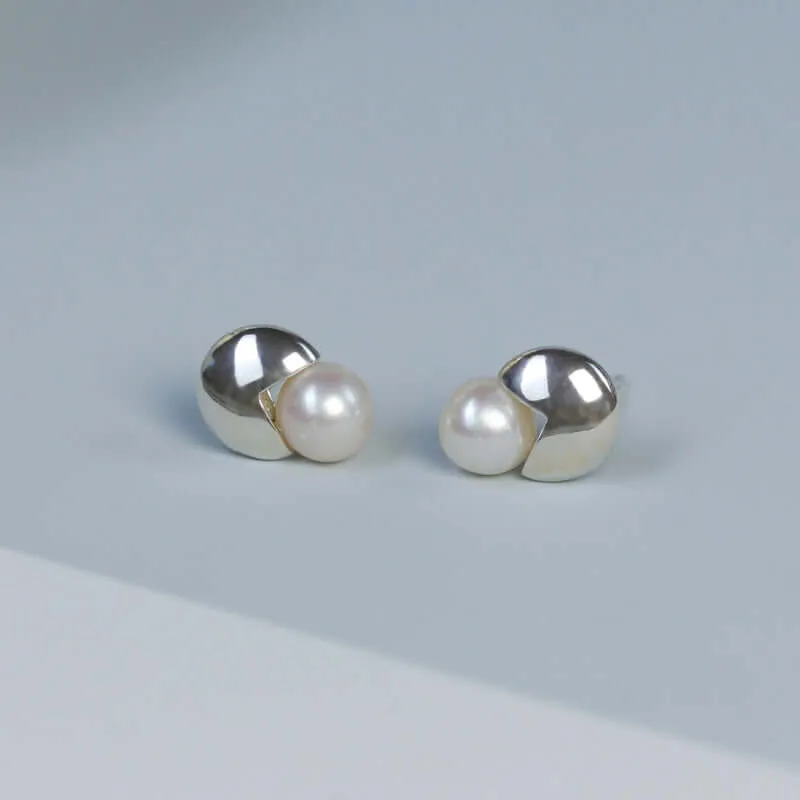 925 Silver Bean Pearl Earrings