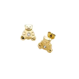 9ct Yellowteddy Bear Zirconia Stud Earrings ES248S