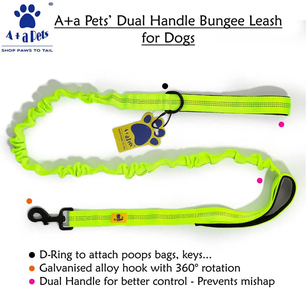 A a Pets' Dual Handle Bungee Leash - Black