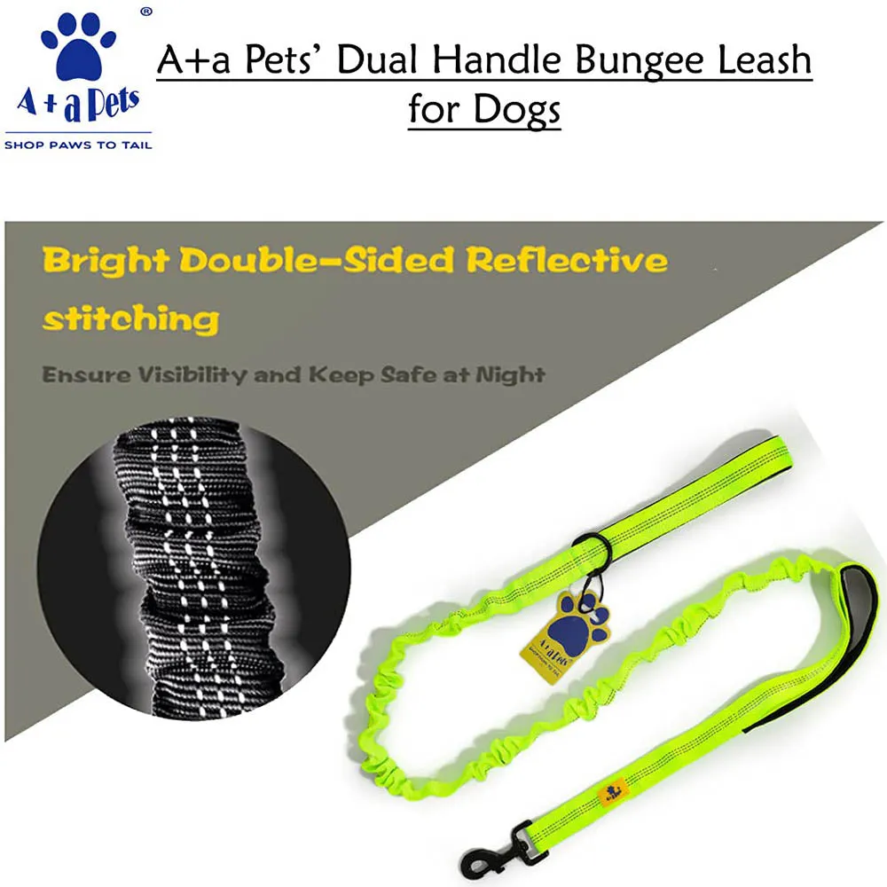 A a Pets' Dual Handle Bungee Leash - Black