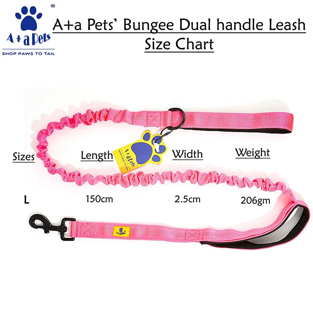 A a Pets' Dual Handle Bungee Leash - Pink