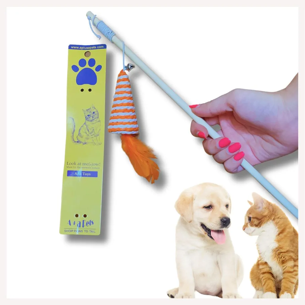 A a Pets' Goodie Box of (3) for Cats and Puppies: Tunnel Toy, Wand Toy, and Catnip Mouse Chew Mint Toy