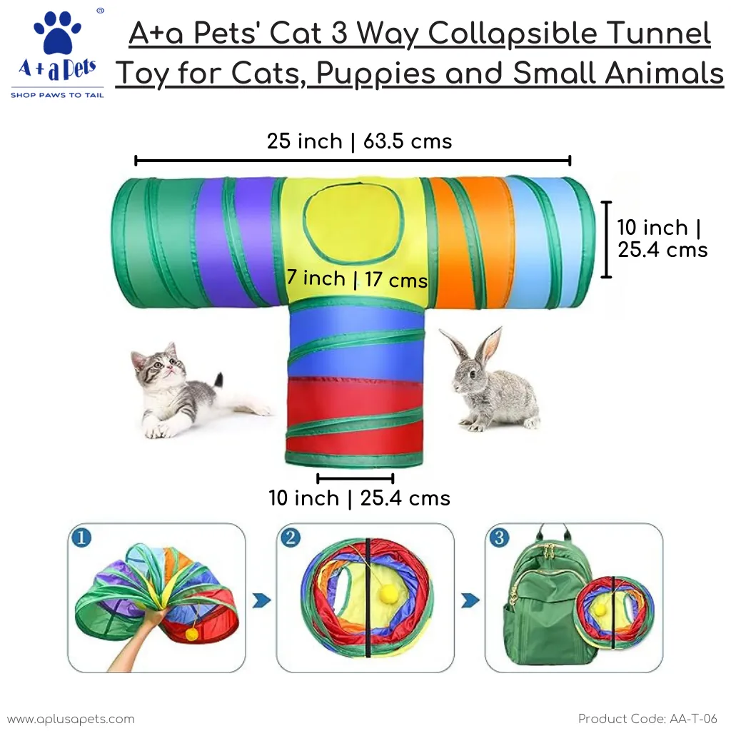 A a Pets' Goodie Box of (3) for Cats and Puppies: Tunnel Toy, Wand Toy, and Catnip Mouse Chew Mint Toy