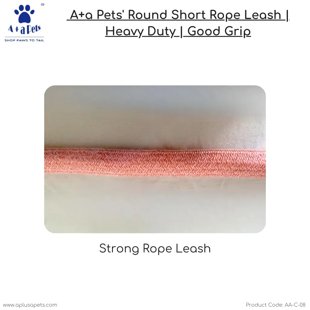 A a Pets' Round Short Rope Leash for Dog | Good Grip for Large, Medium, Heavy Puller Dogs (Pink)