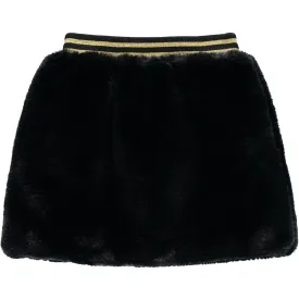 A DEE - Leopard Faux Fur Skirt Set - Black