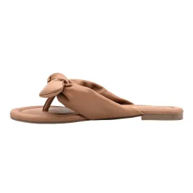 A New Day Adley Bow Flip Flops Leather Beige Colour For Women