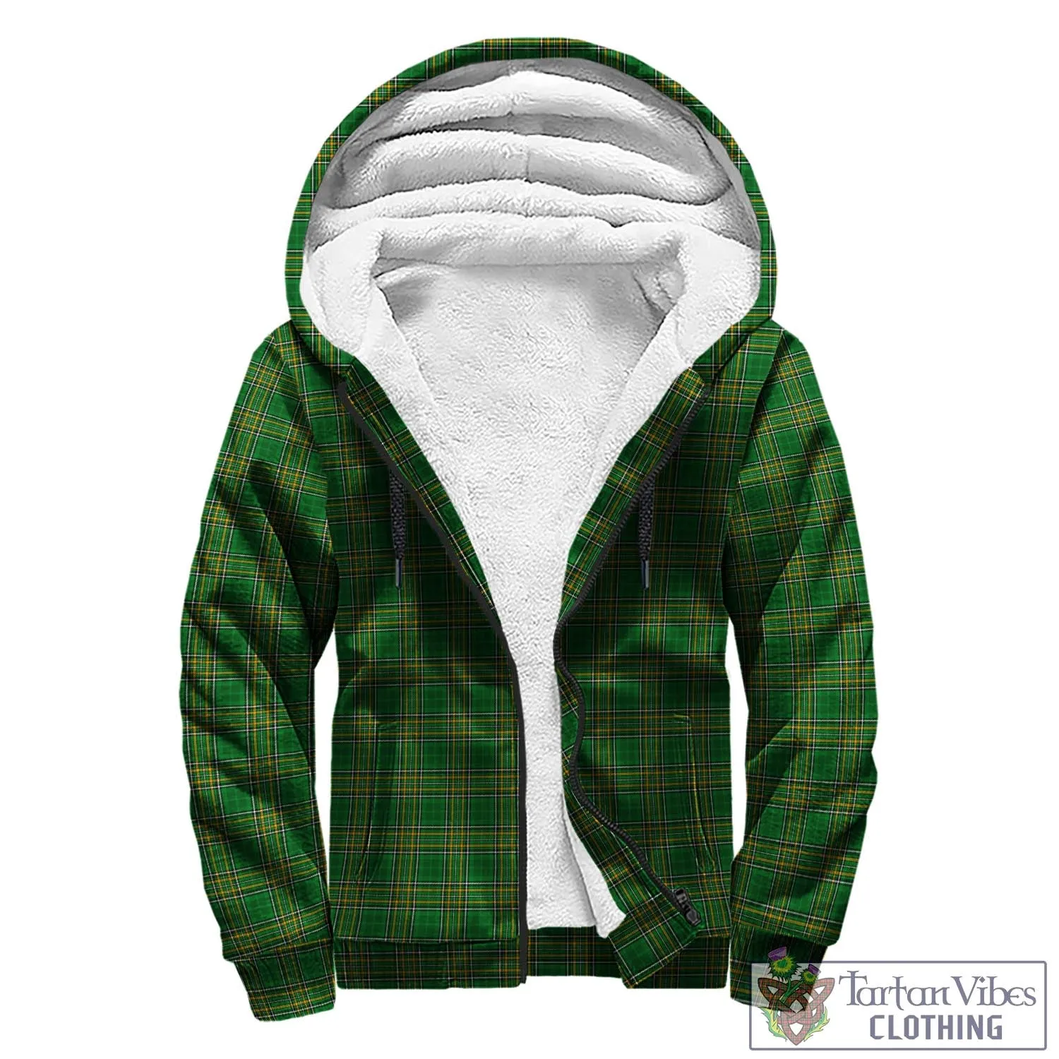 Abbott Irish Clan Tartan Sherpa Hoodie with Coat of Arms