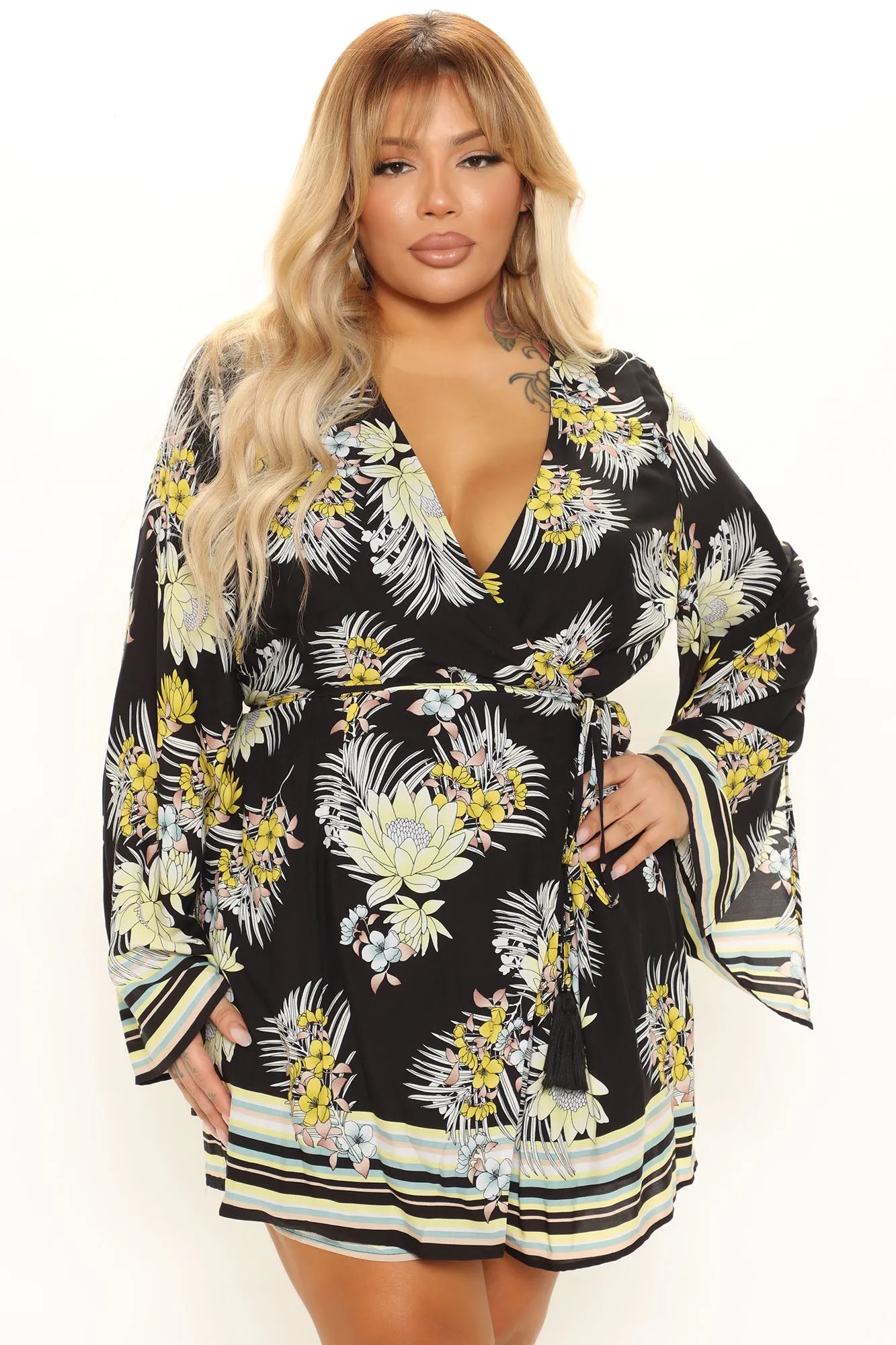 Abby Tropical Romper - Black/combo