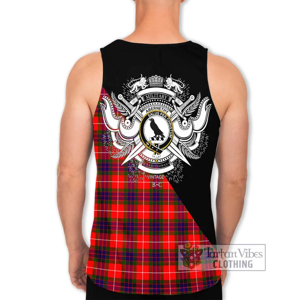 Abernethy Tartan Men's Tank Top with Family Crest and Military Logo Style